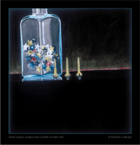 three classic screws and a bottle of stars